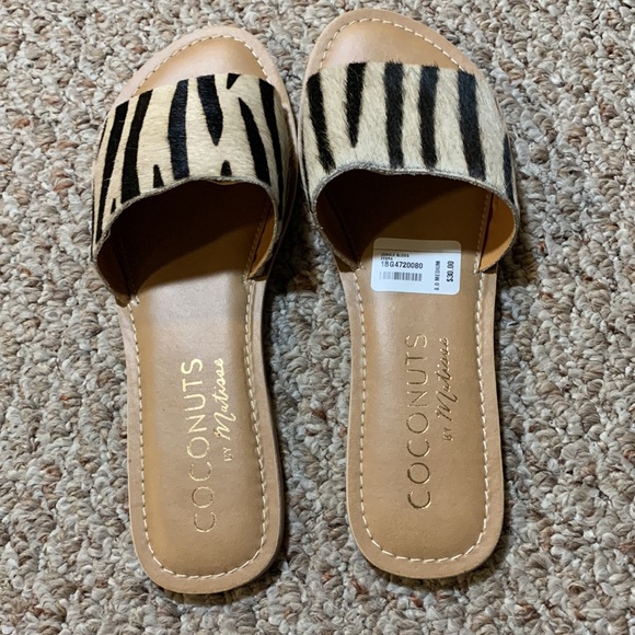 NWT Calf Hair Zebra Jungle Slides - Picture 2 of 4